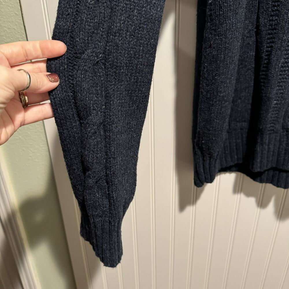 Eddie Bauer Wool Cableknit Sweater Navy Blue Size XL - Picture 2 of 5
